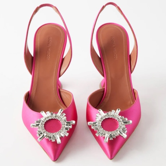 Amina MuaddiBegum 95 crystal-embellished silk slingback pumps